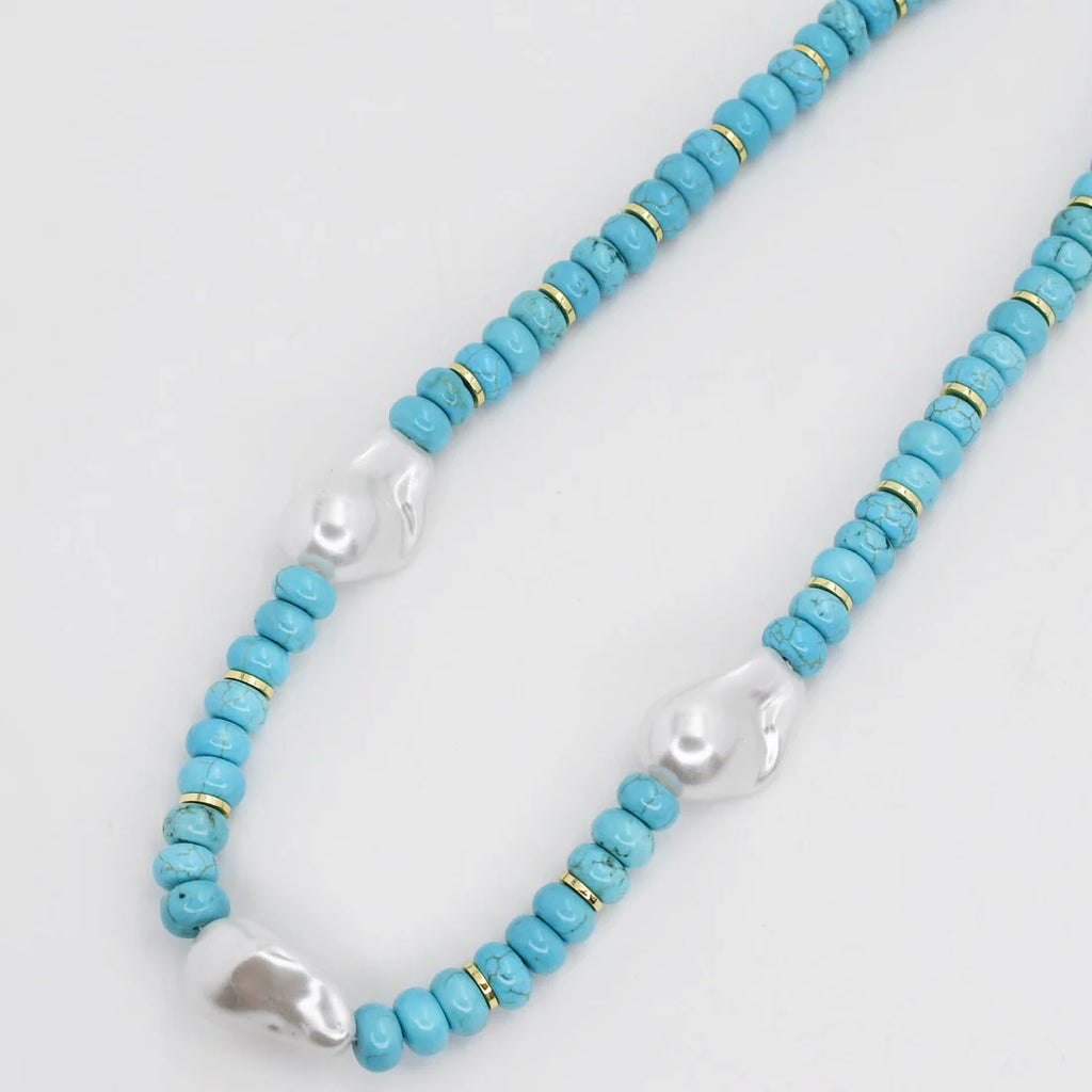 Turquoise Pearl Gemstone Stone Necklace