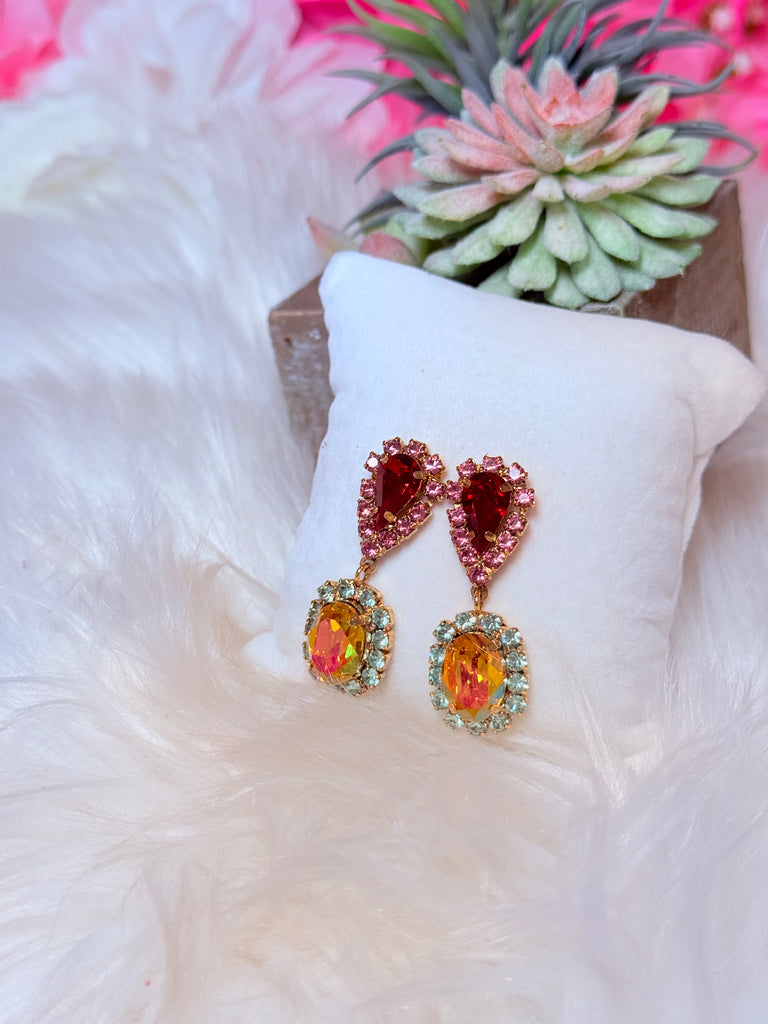 Neriah Swarovski Earrings - Citrus Lime Brandy