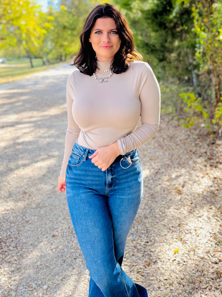 The Essential Mock Neck Bodysuit - Ash Mocha