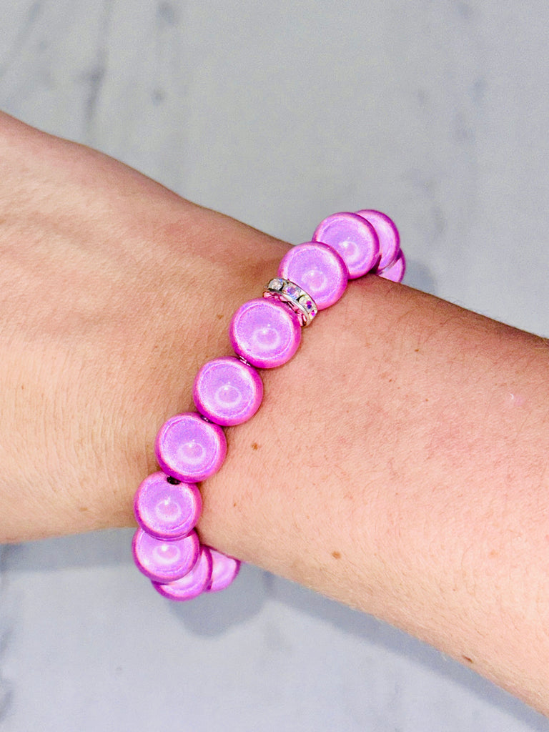 Bubblegum Iridescent Bubble Beaded Bracelet