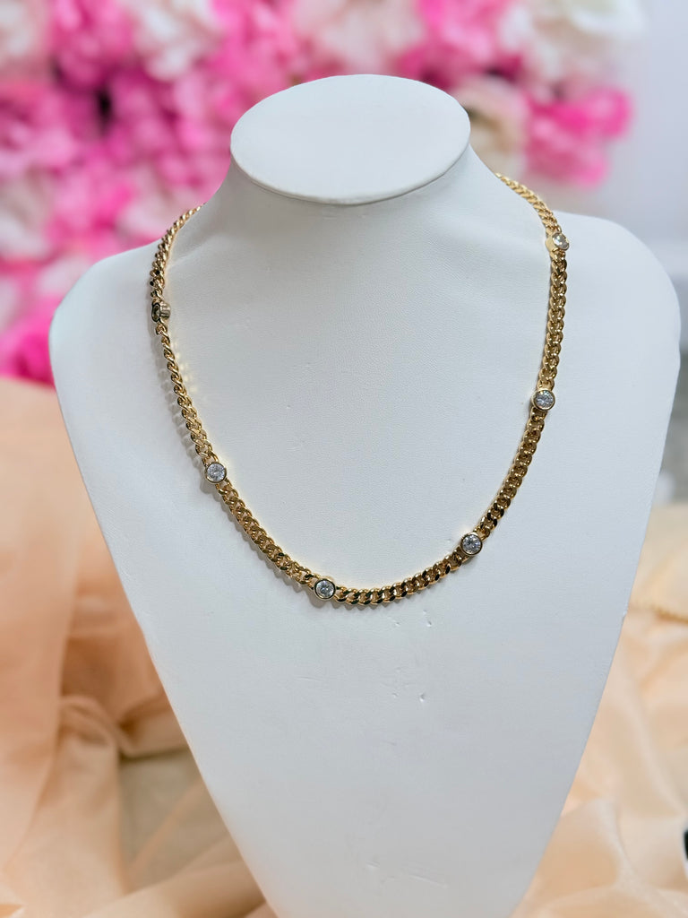 Owen Swarovski Gold Link Necklace