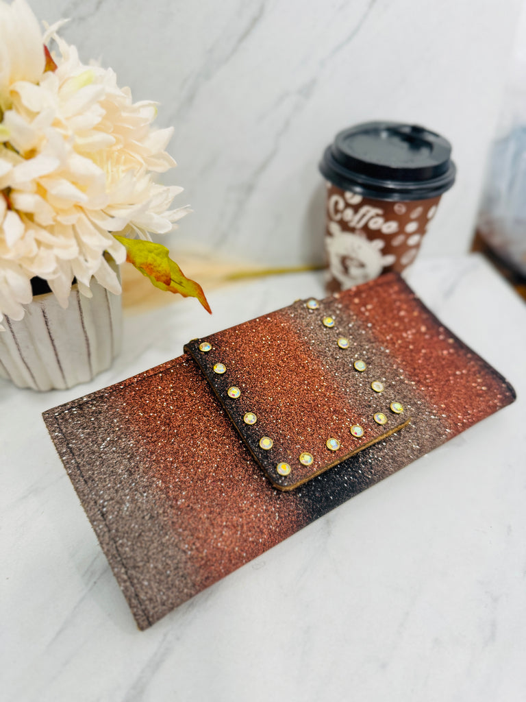 Fall Showers Matte Glitter AB Wallet Clutch