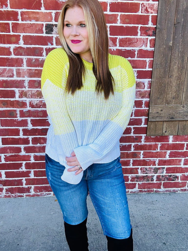 Don't Overthink It Sweater - Yellow Ombre