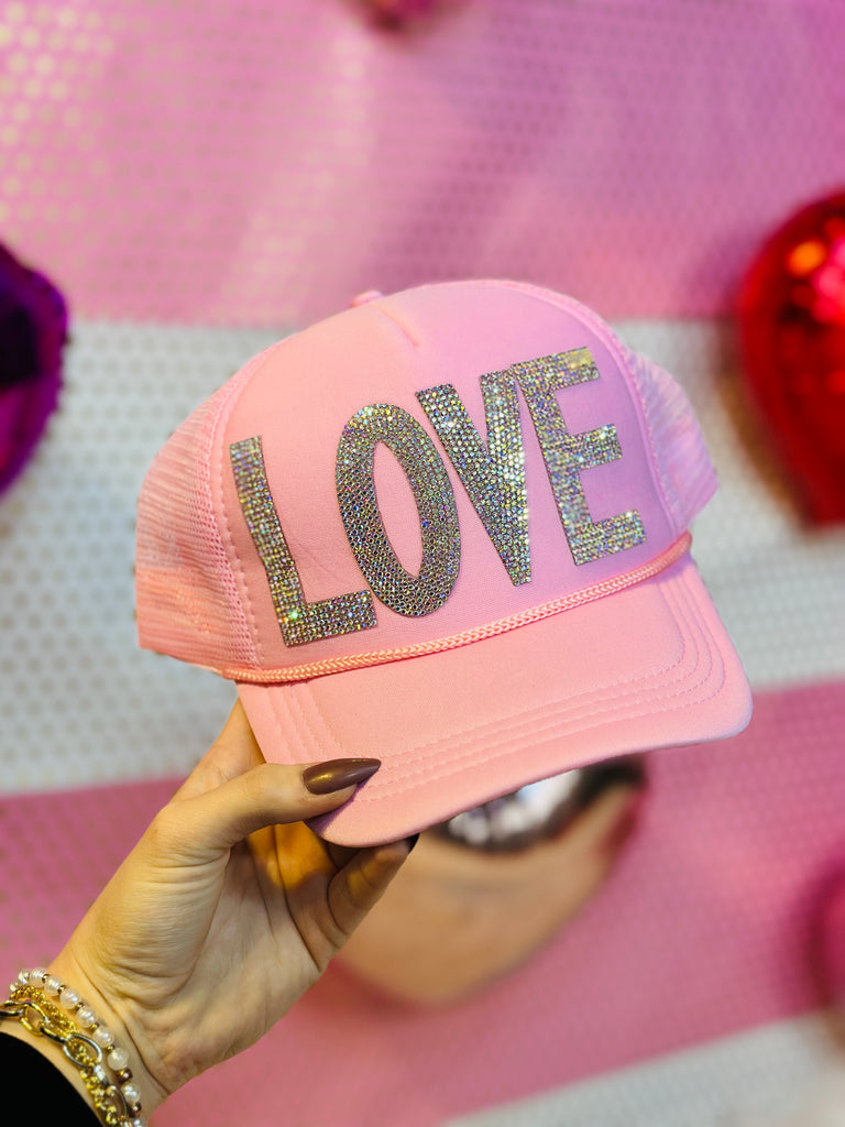 Blush Love Pink Embellished Trucker Hat