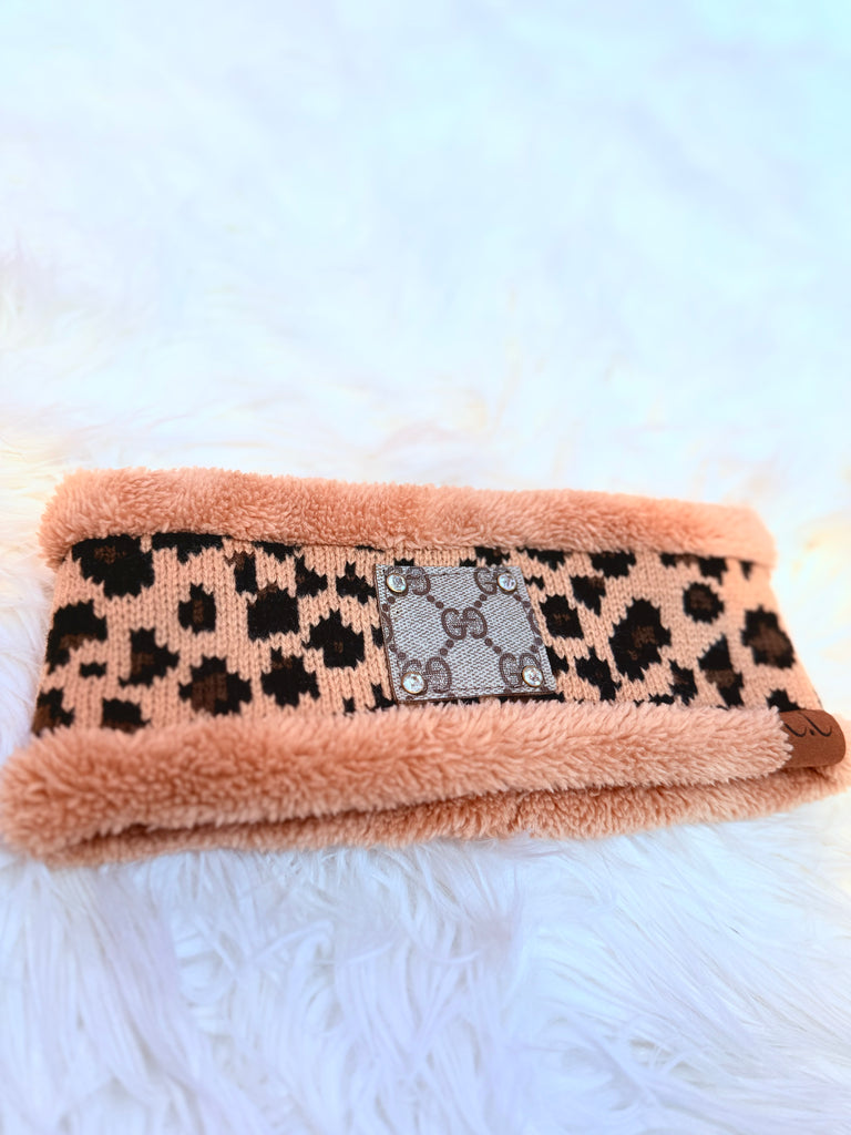 Fur and Leopard Cozy Knit Winter Chill Headband