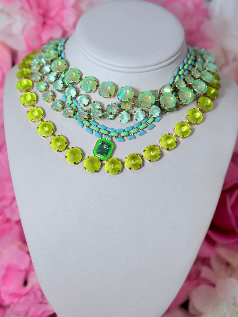 Sofia Swarovski Necklace in Citrus Green Matte Glow