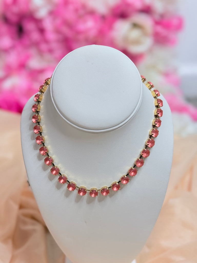 Rose Peach Matte Glow Oakland Swarovski Necklace