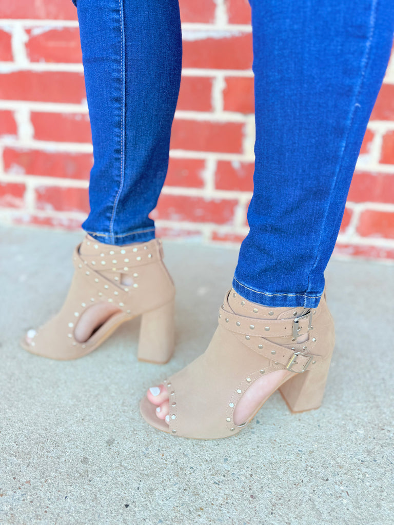 Light Taupe Nude Classic Bootie Wedges