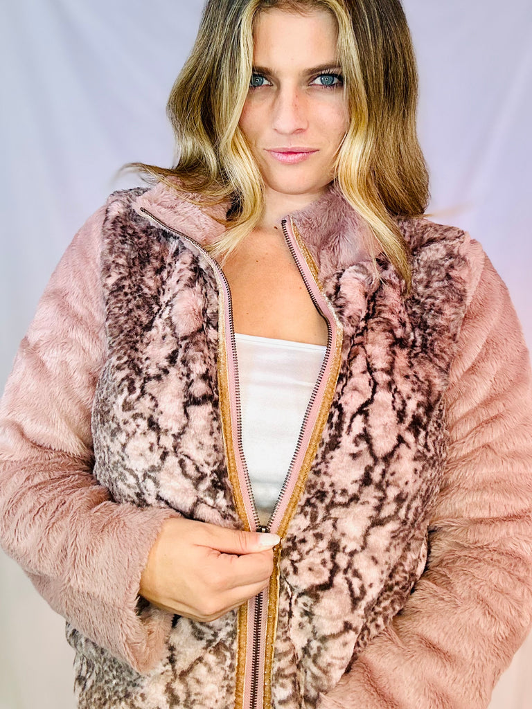 Blushing Two Steppin Two Tone Fur Jacket