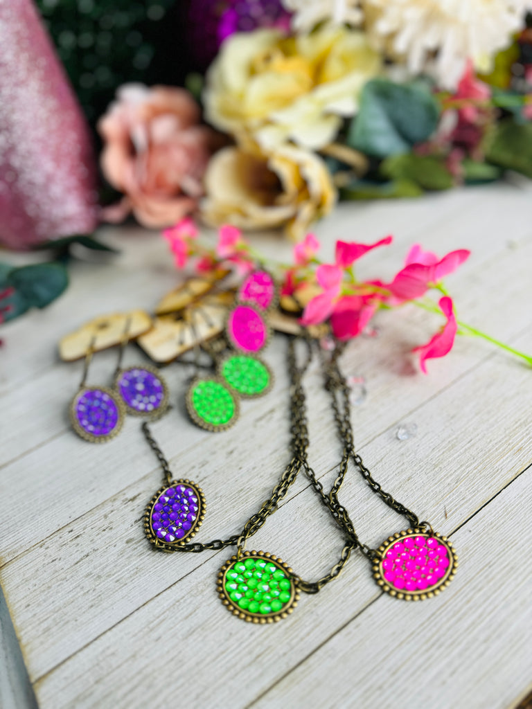 Neon Crystal Cluster Necklace