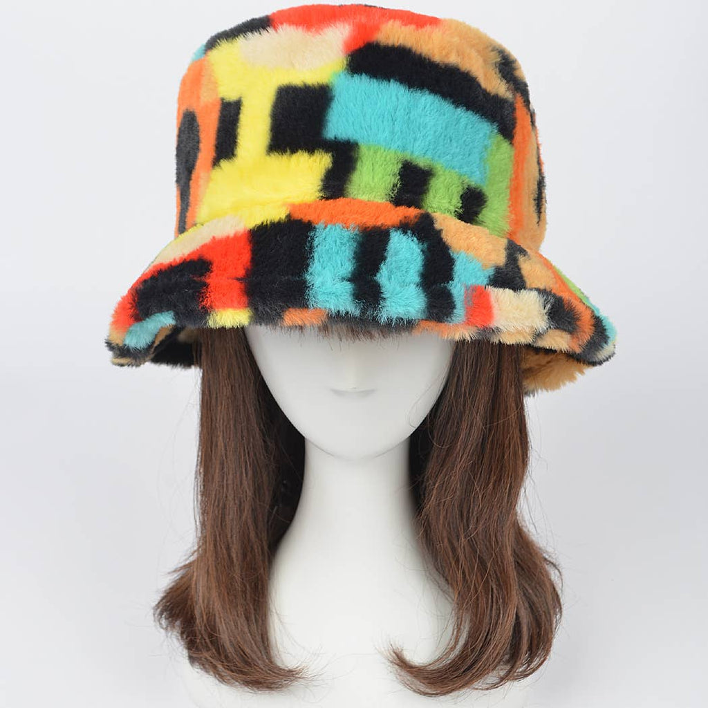 Color Pop Faux Fur Bucket Hat