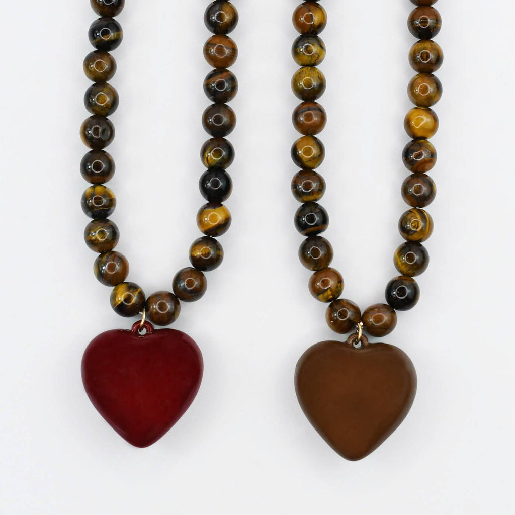 Janel Tiger Eye Gemstone Necklace : Red