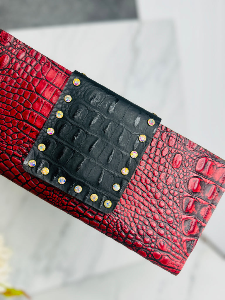 Cherry Red Cuban & Black AB Wallet Clutch