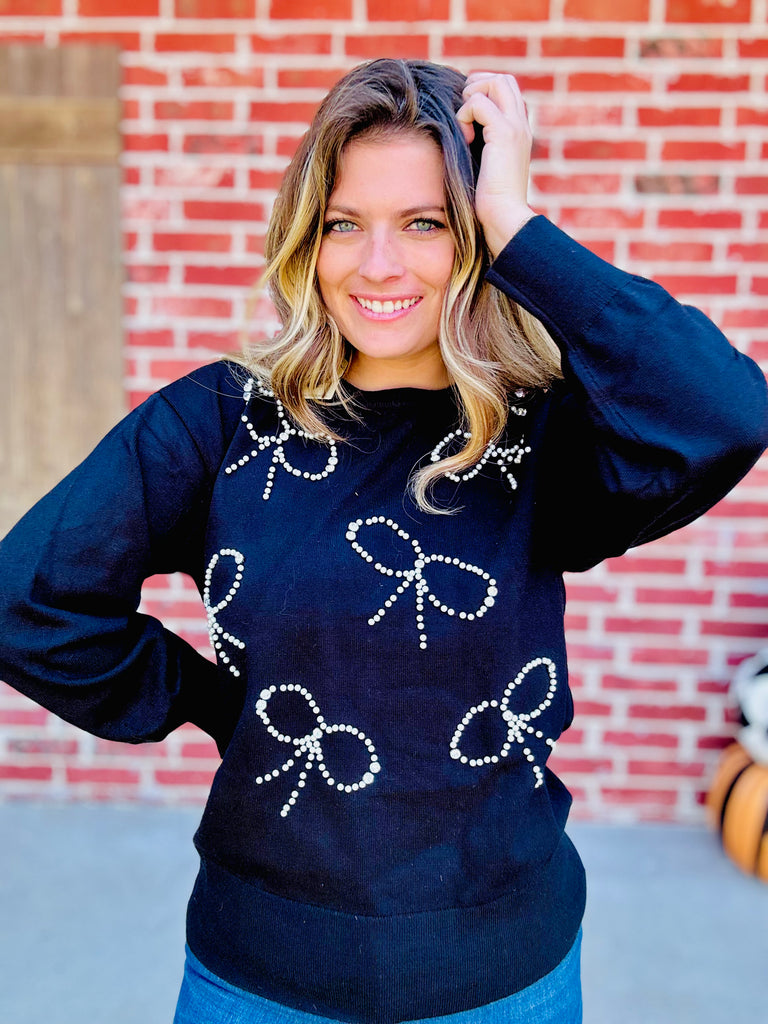 Darling I Might Embellished Bow Sweater