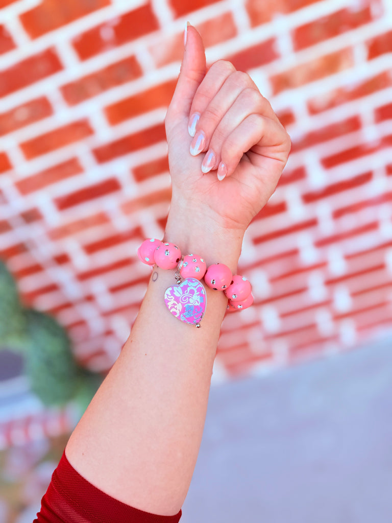 Hearts Fluttering Pink Diamond Charm Bracelet