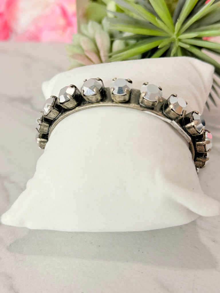 Kiki Swarovski Bracelet Cuff in Antique Silver