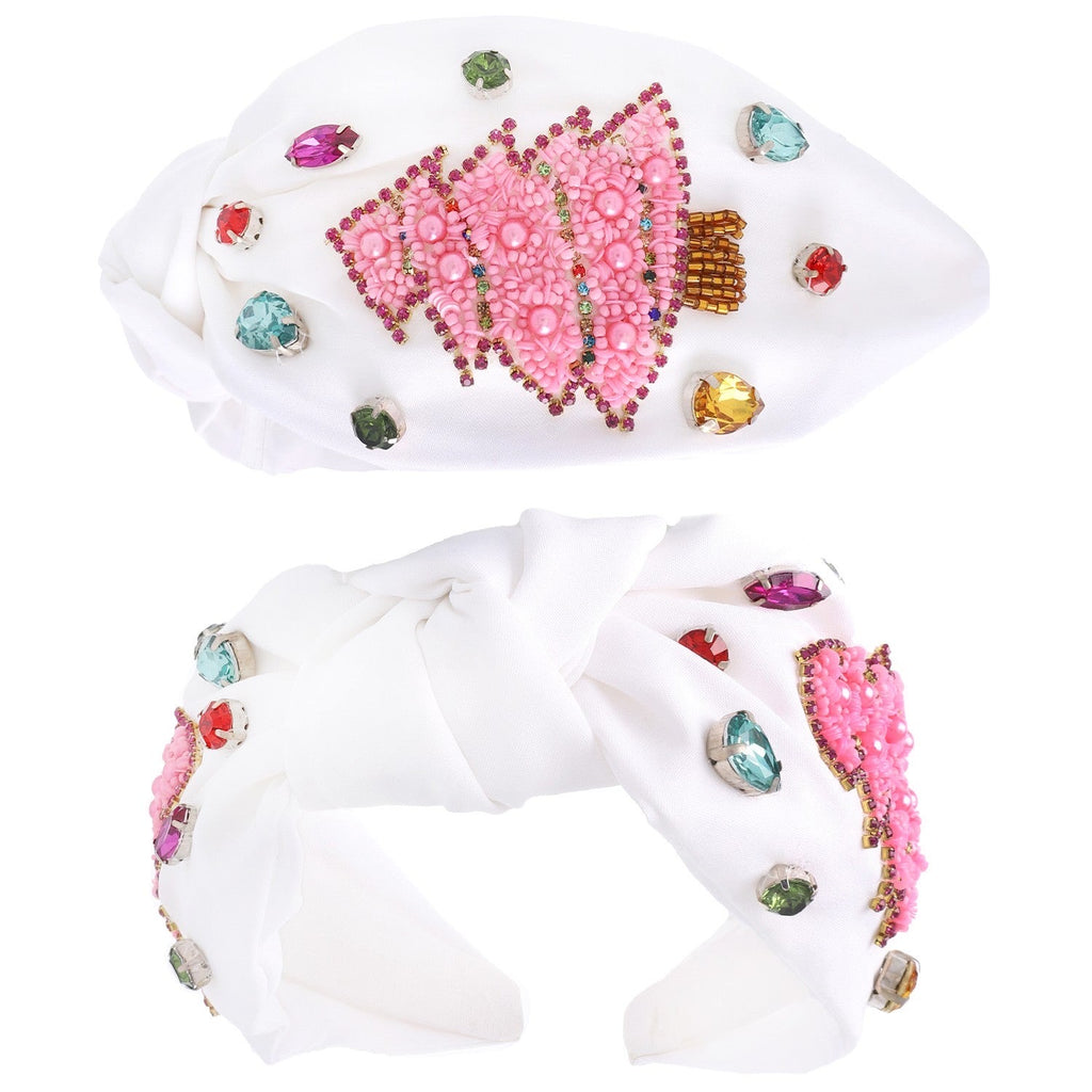 Ivory Loving Jeweled Holiday Knotted Headband