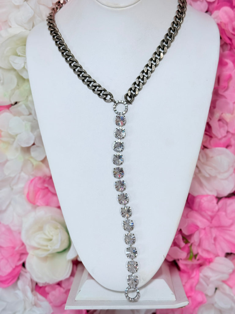 Silver Swarovski Drop Cara Necklace