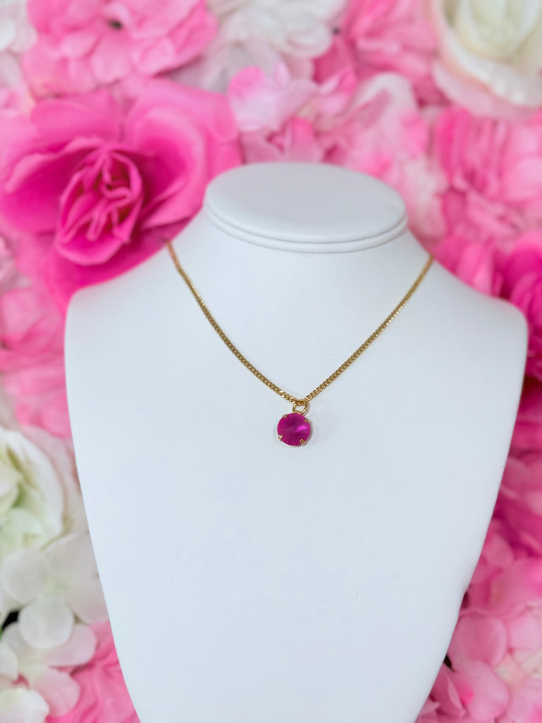 Talia Statement Swarovski Necklace - Fuchsia Matte