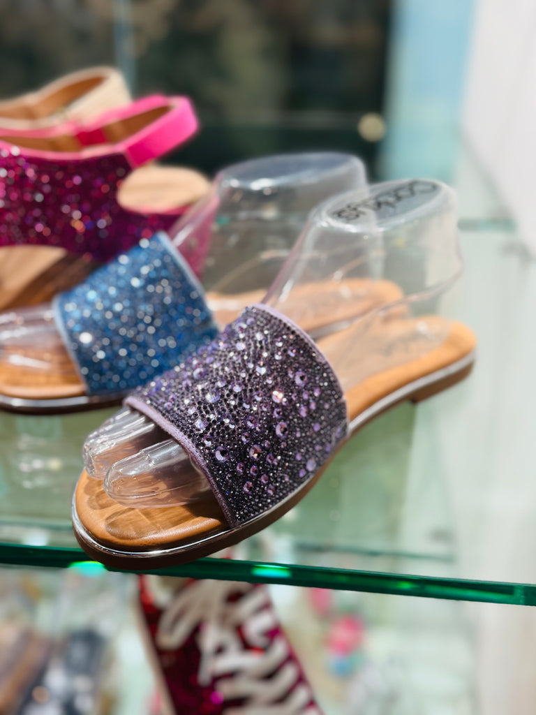 Pizazz Crystal Embellished Sandal-Purple