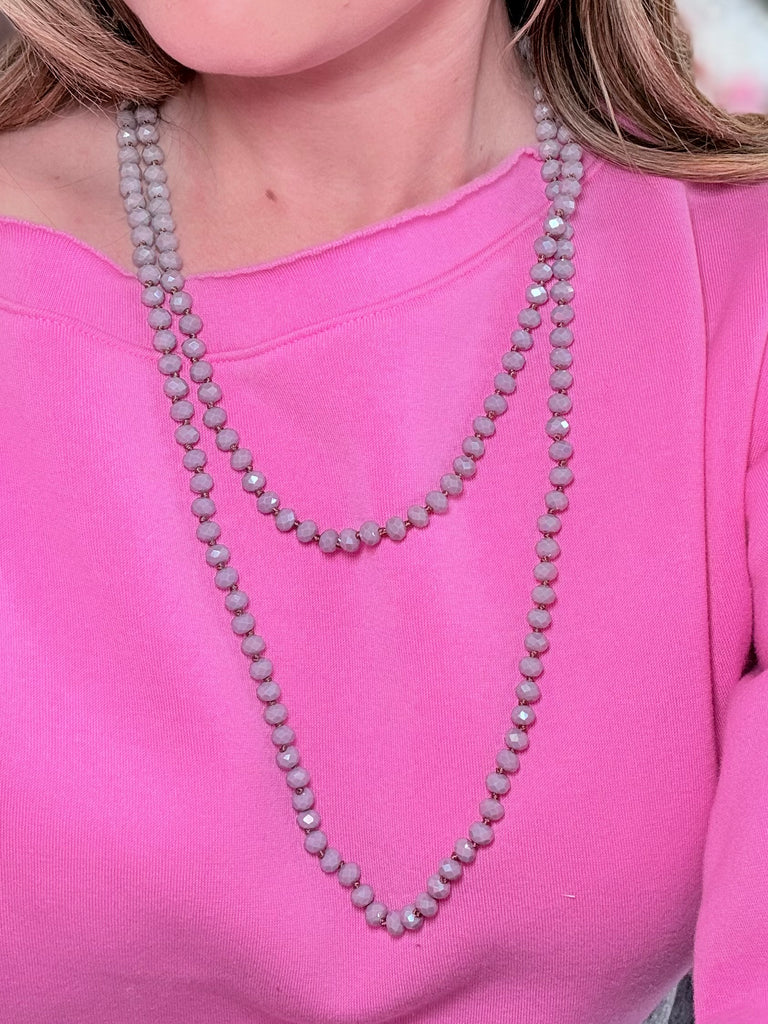 Shimmer Beaded Wrap Necklace in Lavender