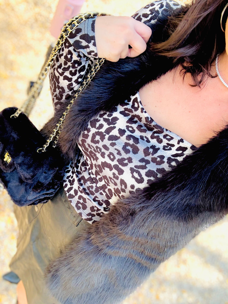 Cozy in Black Faux Fur Vest