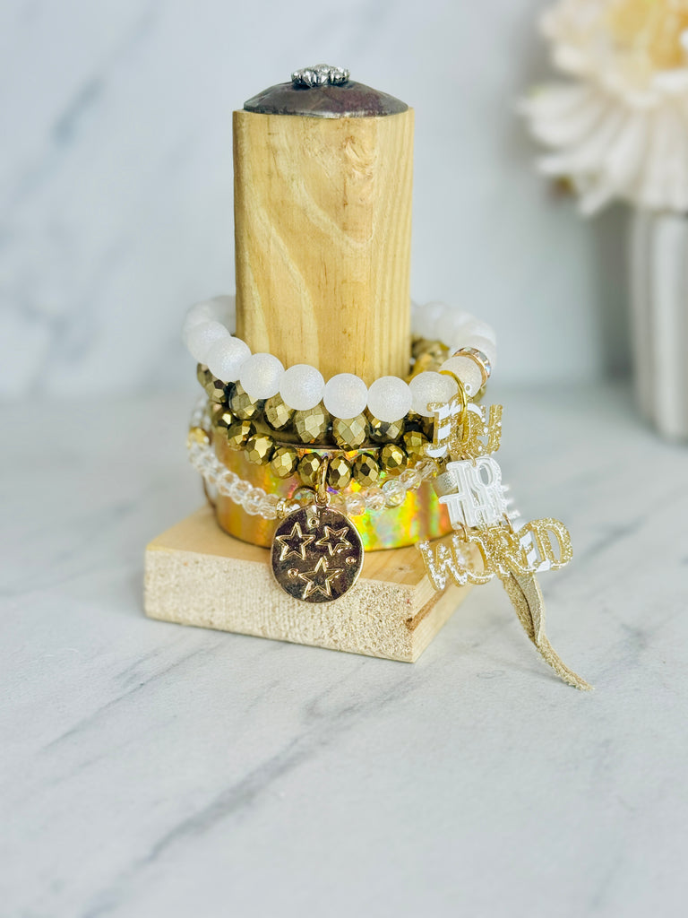 Joy To The World Gold Cuff & Bracelet Set