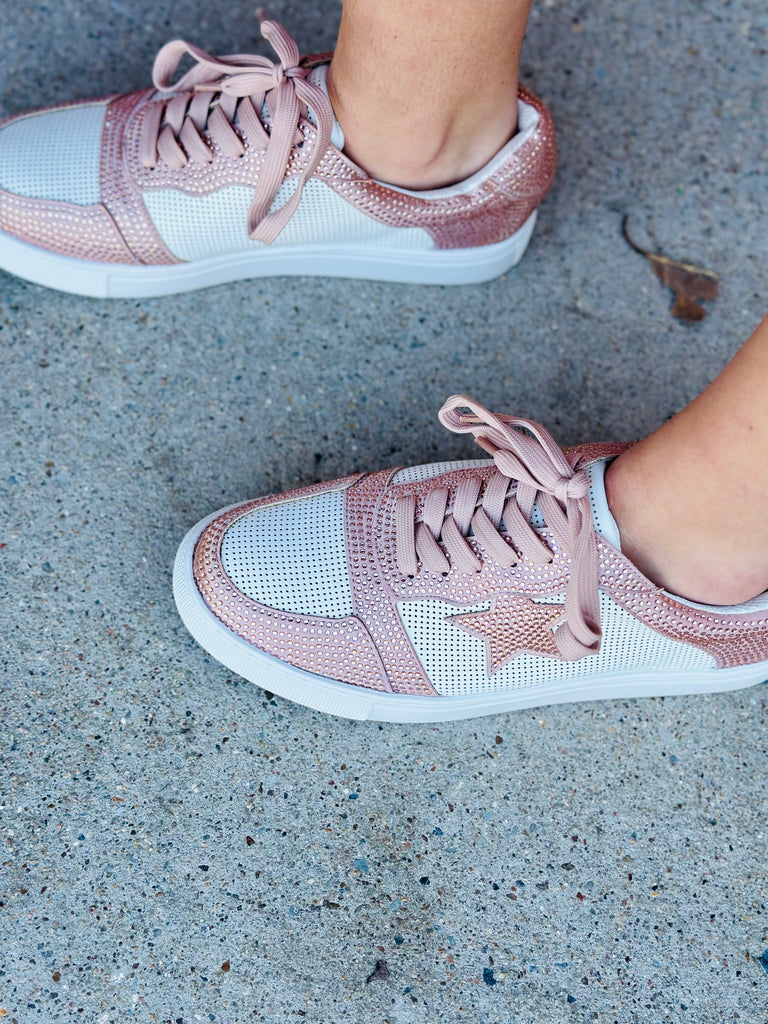 Rose Glow Champagne Crystal Tennis Shoe