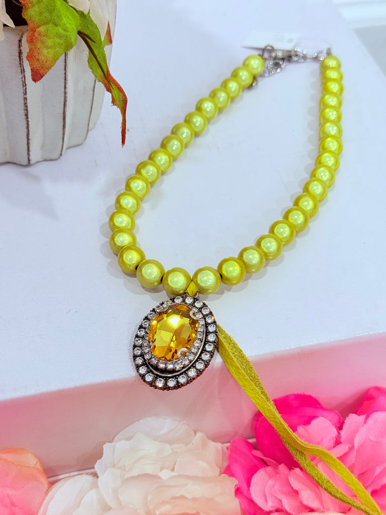 sunshine Iridescent Bubble Beaded & Crystal Necklace