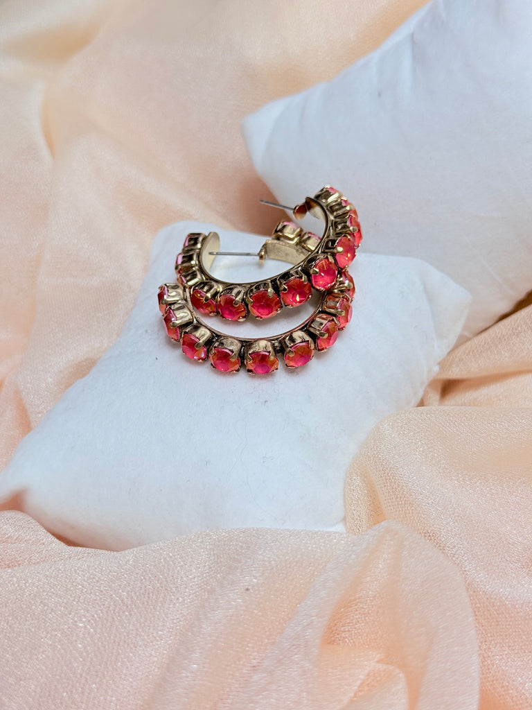 Swarovski Crystal Jubilee Hoops - Cherry Coral