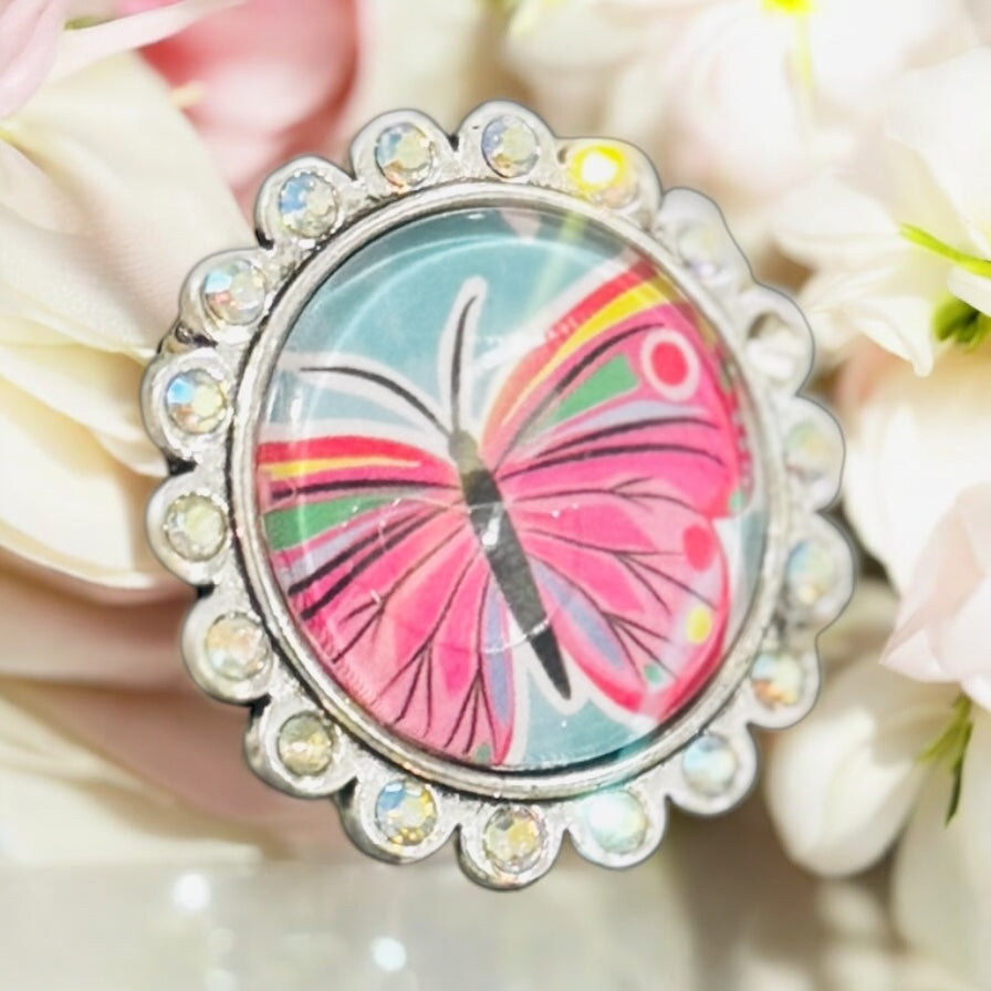 Pink Wings Spring Graphic Ring