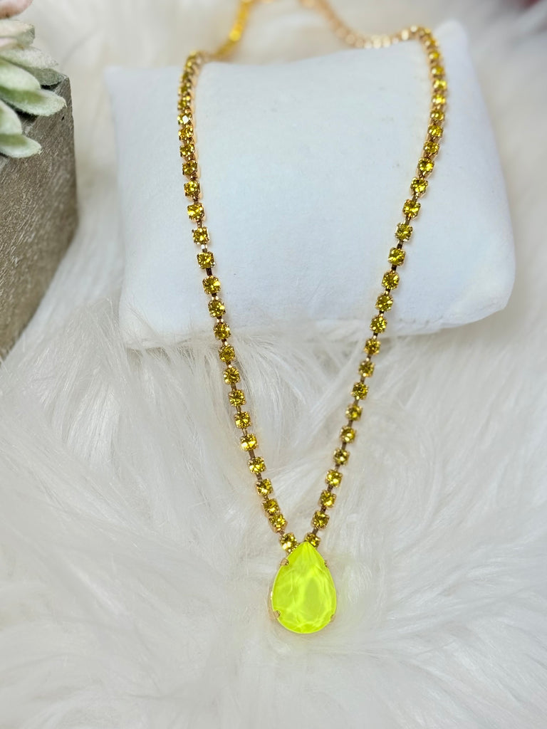 Milli Swarovski Crystal Necklace - Electric Yellow