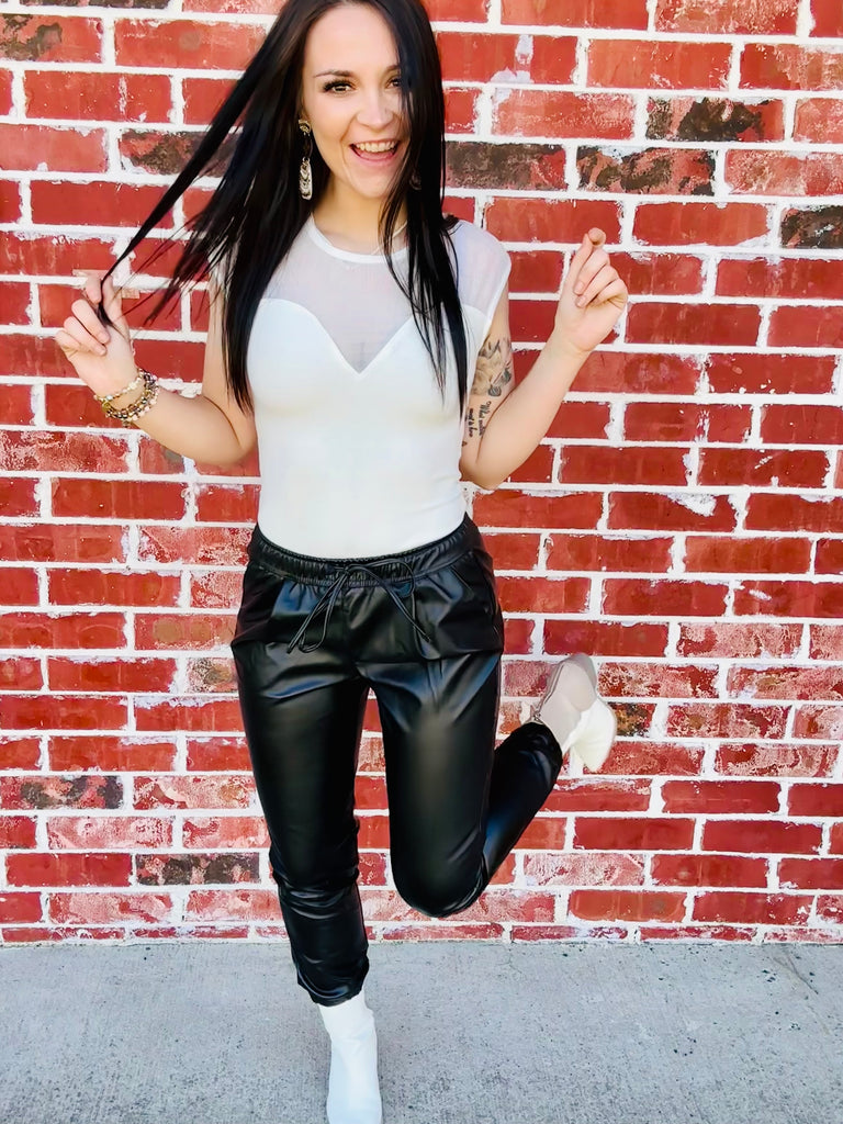 Meaning Business Black Vegan Leather Pants