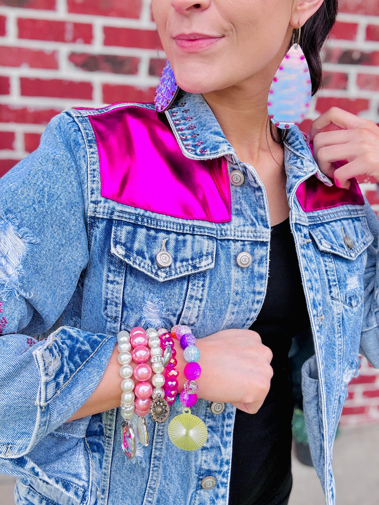 Crystalized Spring Multi & Barbie Beaded Chunky AB Stack