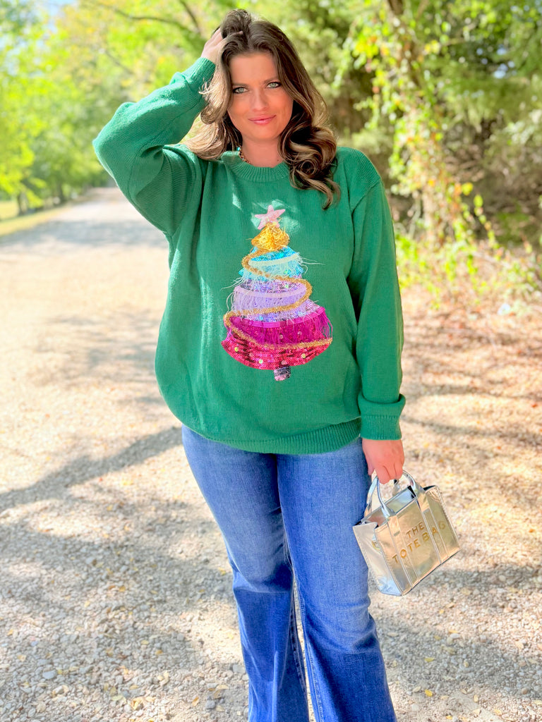 Christmas Tree Sweater Top - Green