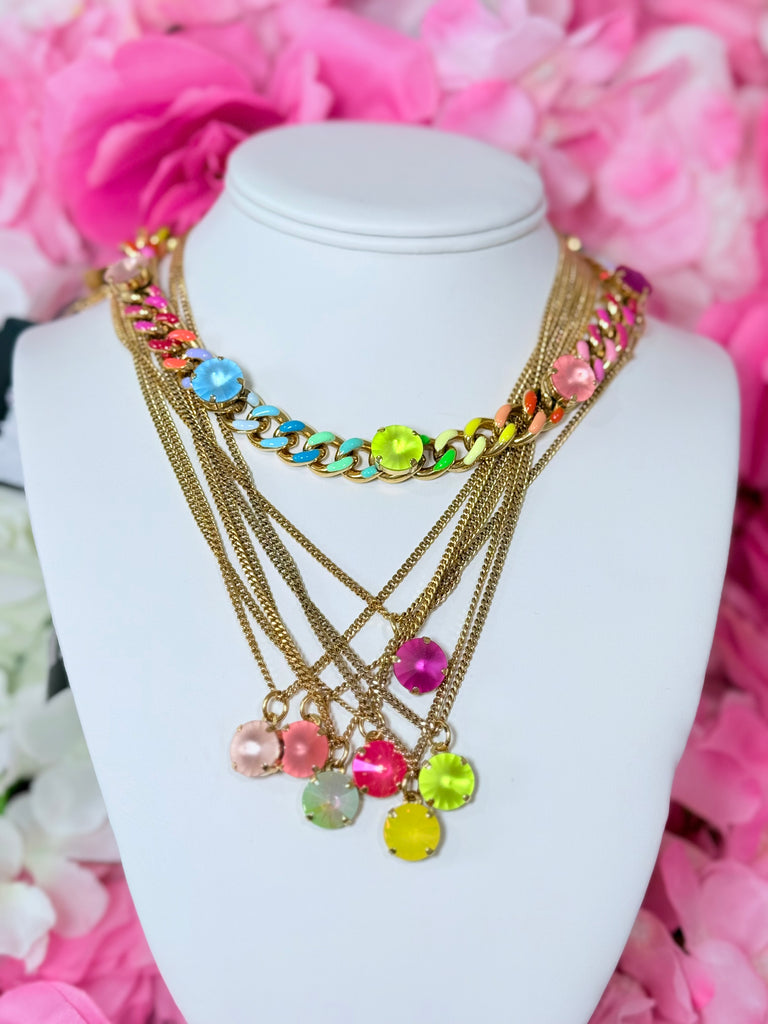 Talia Statement Swarovski Necklace - Vintage Rose Matte