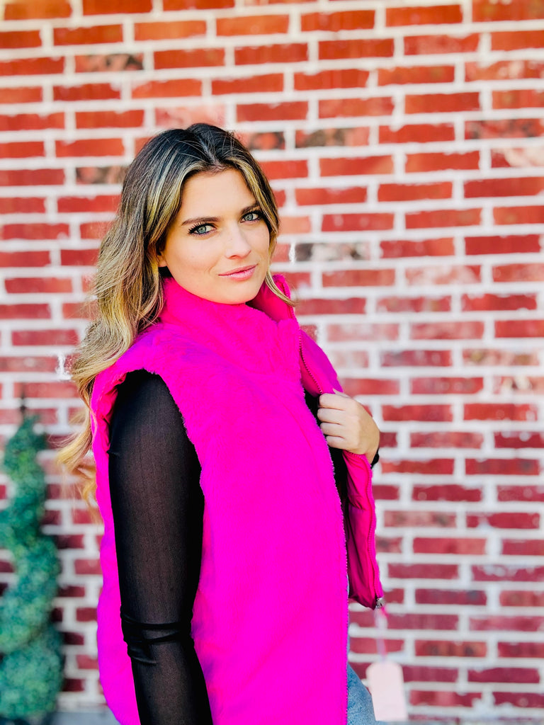 Luxe Layers Reversible Vest - Fuchsia