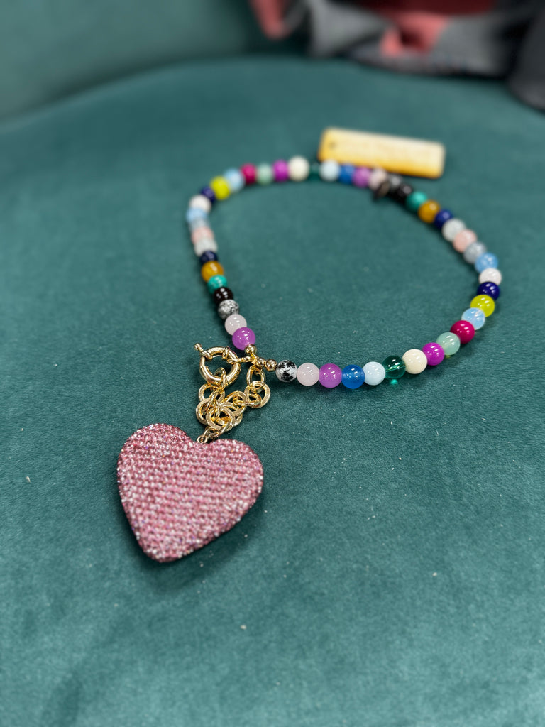 Keep My Heart in Color Crystal Necklace