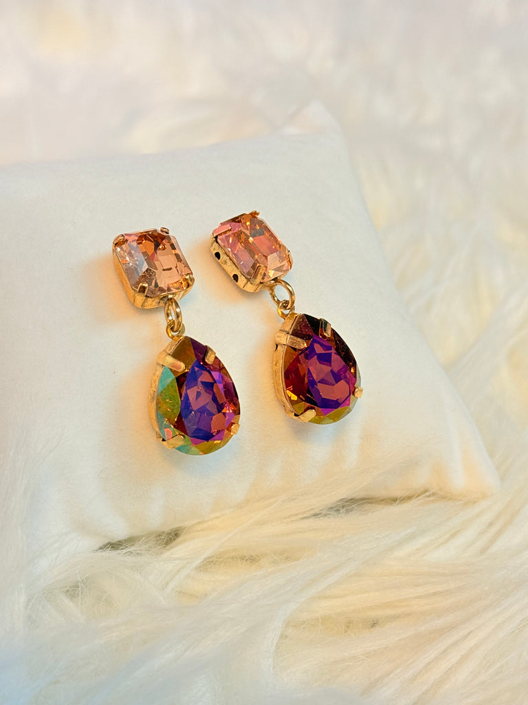 Oriana Swarovski Stud Earrings - Citrus Brandy