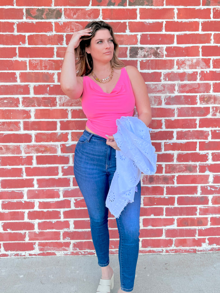 Summer Havana Cowl Neck Top - Pink