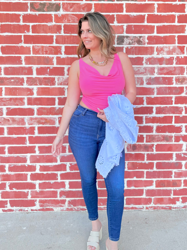 Summer Havana Cowl Neck Top - Pink