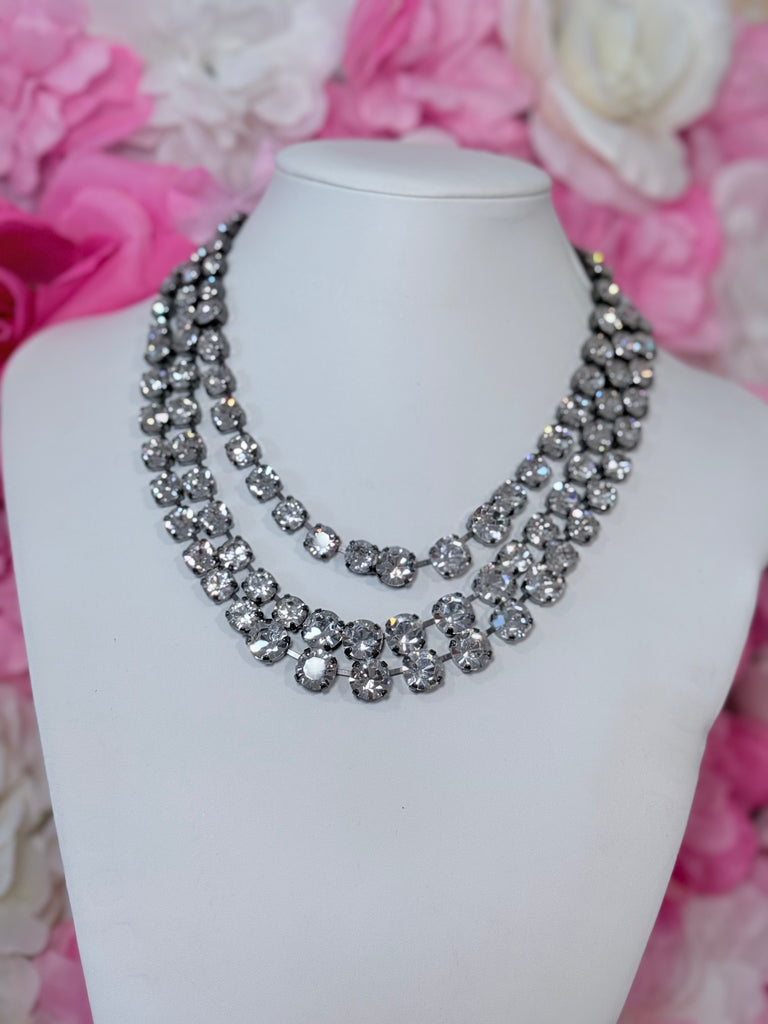 Cinthia Swarovski Necklace in Gunmetal Clear