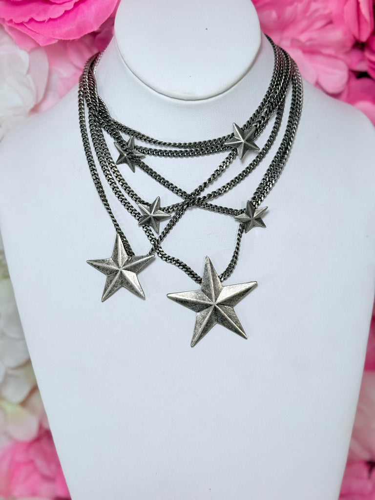 Brazil 6 Star Antique Silver Necklace