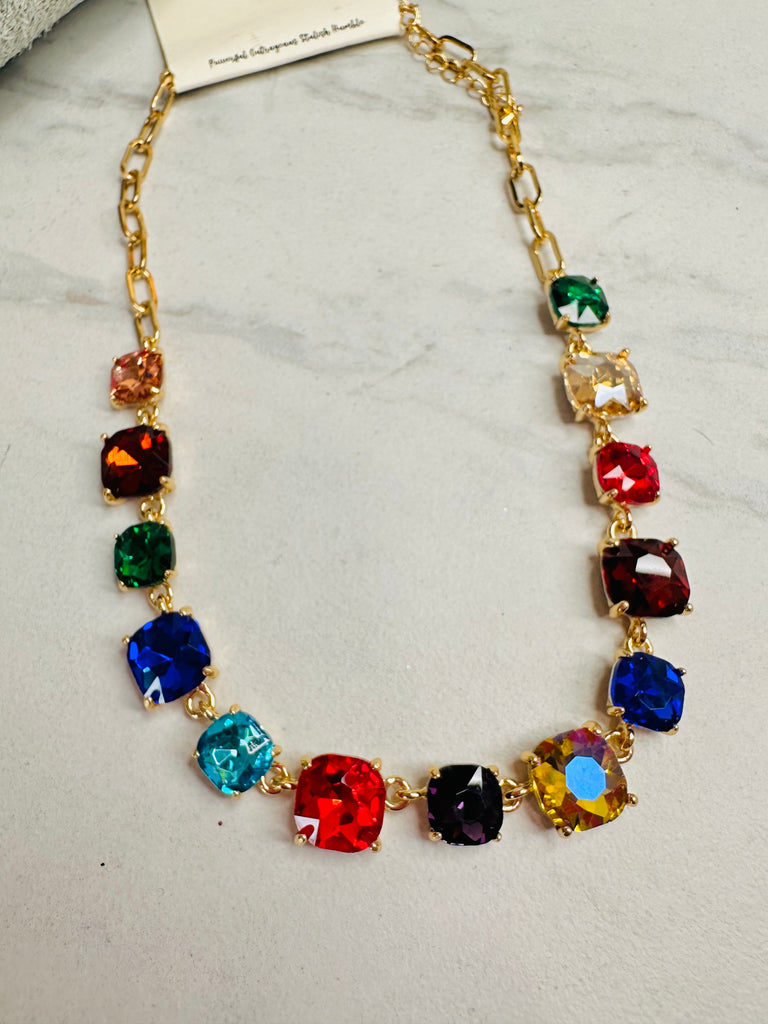 In The Season Multi Rectangle Crystal Necklace