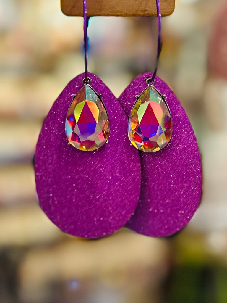 Large Teardrop Glitter Earrings-