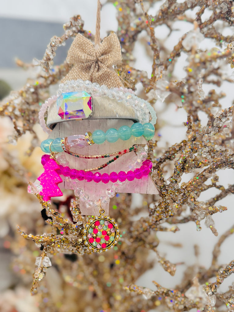 Icee Bling Tree Ornament Bracelet Stack - Watermelon