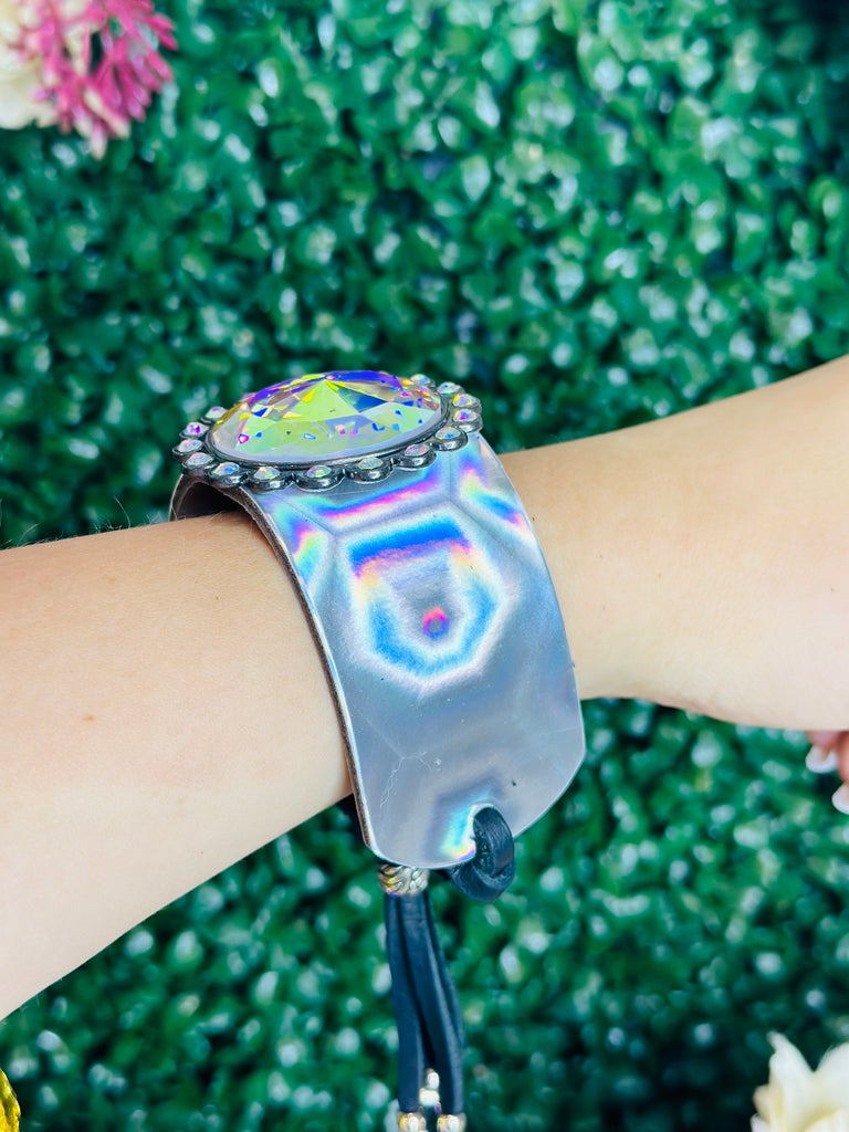 All Over The Place Octo Hologram AB Crystal Cinch Cuff