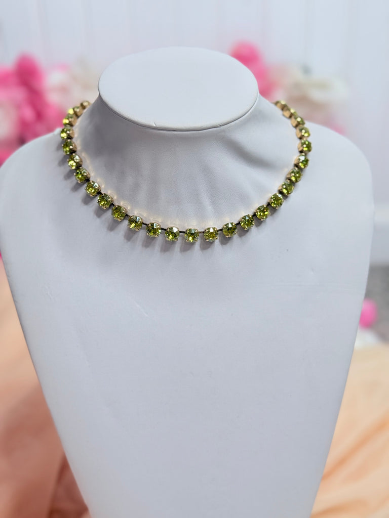 Citrus Lime Champagne Glow Oakland Swarovski Necklace