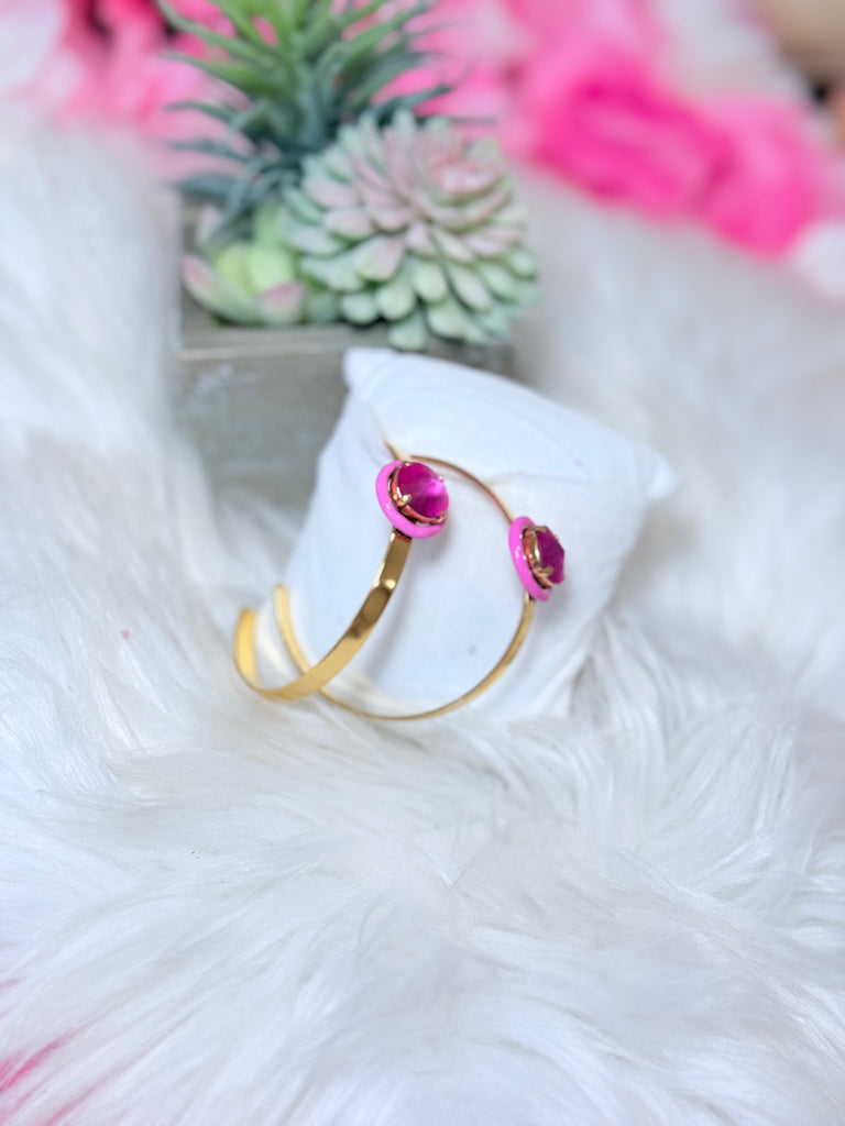 Sophy Enamel Swarovski Hoops - Pink