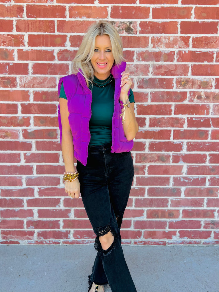 Comfy Chic Cozy Violet Puffer Vest